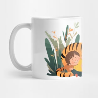 Adorable Tiger Animal Loving Cuddle Embrace Children Kid Tenderness Mug